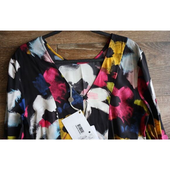 Colville CVS20516A Women Sz IT 42 US 6 Black Floral Asymmetric Midi Dress - Picture 12 of 16